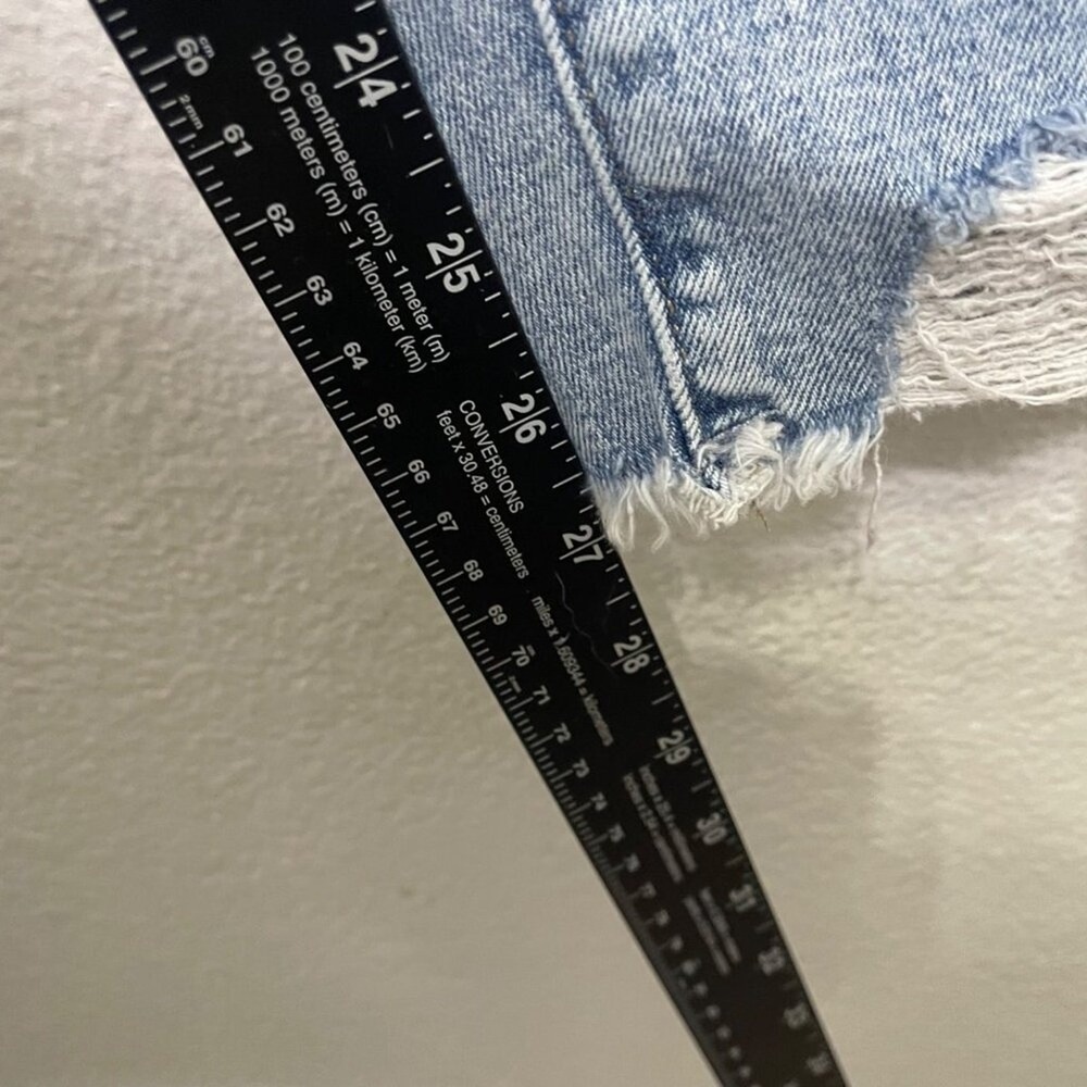 Loft Curvy High Waist Skinny Ankle Jeans Blue Distressed Raw Hem Size 25 0 - Picture 6 of 15